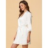 cheibear Women's Satin Silky Lounge Nightdress with Robe 2 Pcs Sleepwear Pajama Sets - 3 of 4