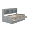 PAGED Twin Size Platform Bed Modern Wooden Bed Frame with Trundle, Open Shelves and Storage Drawers for Bedroom - 4 of 4