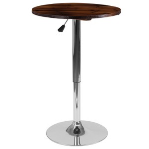 Flash Furniture 23.5'' Round Adjustable Height Rustic Pine Wood Table (Adjustable Range 26.25'' - 35.5'') - 1 of 4