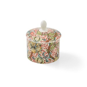 Spode Morris & Co Sugar Bowl with Lid, 10oz Porcelain Sugar Dish Featuring Golden Lily Floral Design - Microwave & Dishwasher Safe - 1 of 4