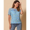 INSPIRE CHIC Women's Chiffon Short Sleeve Ruffled Trim Floral Blouse - 3 of 4