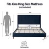 NicBex Velvet Queen/King Bed Frame,Upholstered Bed Frames with Nailhead Trim Wingback,Platform Bed with 54" High Headboard for Adults,Teens,Children - 3 of 4