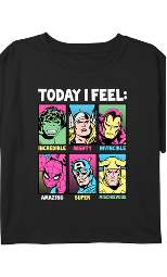 Girl's Marvel Comic Feelings Crop T-Shirt