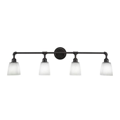 Toltec Lighting Vintage 4 - Light Vanity in  Dark Granite with 4.5" Square White Muslin Shade