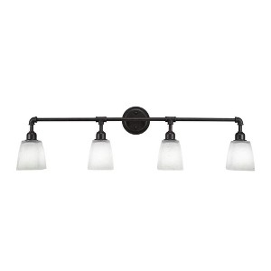 Toltec Lighting Vintage 4 - Light Vanity in  Dark Granite with 4.5" Square White Muslin Shade - 1 of 1
