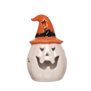 Gallerie II White Halloween Pumpkin With LED Figurine - 1 of 3