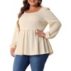 Agnes Orinda Women's Plus Size Casual Knit Peplum Scoop Neck Long Sleeve Trendy Blouses - 2 of 4