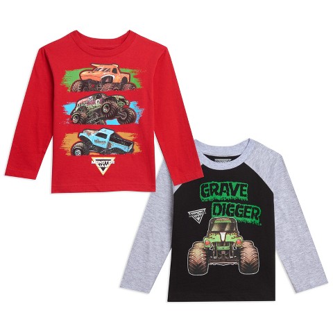 Monster Jam Little Boys 2 Pack Long Sleeve Graphic T-Shirts Multicolored 7-8