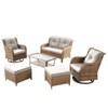 Gymojoy 6 Piece Outdoor Wicker Loveseat Sofa with Patio Swivel Glider Chairs with Coffee Table and Ottoman Sets - 2 of 4