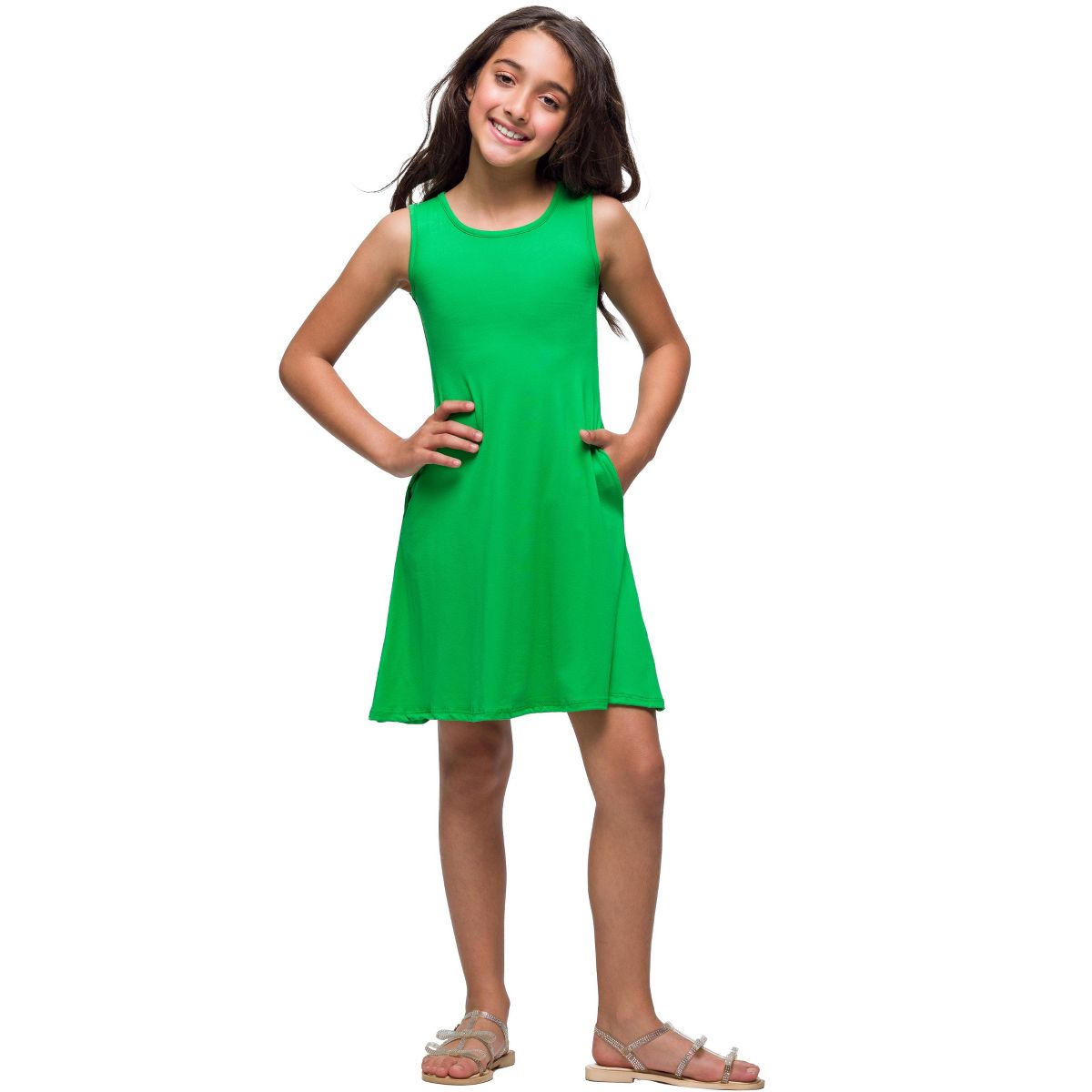 Girls Sleeveless Pocket Swing Dress - 24sevenKid™ - thumbnail 8