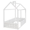 Twin Size Wooden House Bed Frame with Fence-Shaped Guardrail and Roof for Kids Teens Girls Boys - 4 of 4