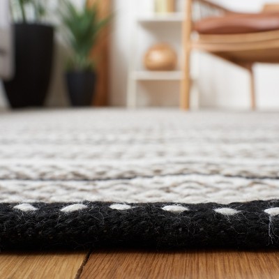 Handmade Black and Ivory Wool Stripe 4' x 6' Area Rug