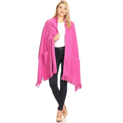 White Mark Womens Casual Fit Three Quarter Sleeve V Neck Wrap Sweater - Pink One Size Fits Most