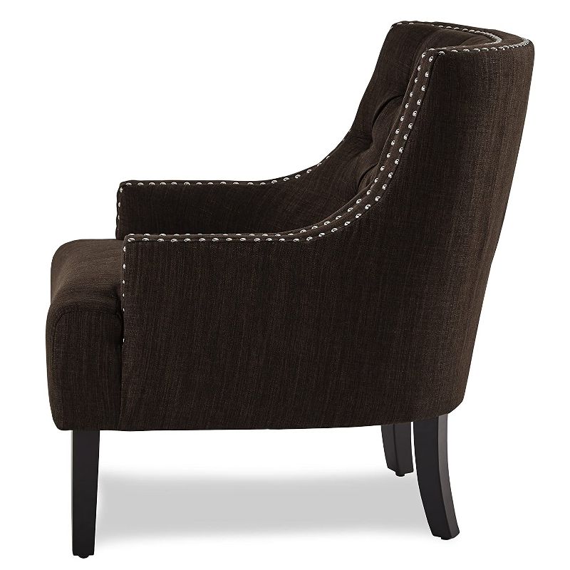 Homelegance Upholstered Diamond Tufted Accent Chair with Sloped Arms and Nailhead Trim, Seat Height 18 Inches, Chocolate, 3 of 7