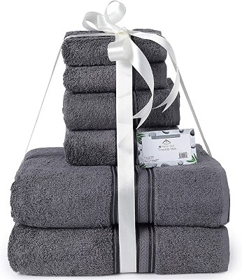 Noble House Ultra Soft 100% Cotton Extra Heavy Hotel & Spa Feel 6pc Bath Towel Set Bathroom 2 Bath Towels 2 Hand Towels 2 Washcloths - Blue