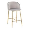 Contemporary Fixed-Height Counter Stool with Pleated Wave Backrest and Metal Legs (Set of 2) - 2 of 4