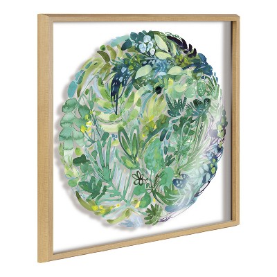 Kate and Laurel Blake Greenery Framed Printed Acrylic by Ingrid Sanchez of CreativeIngrid, 24x24, Natural