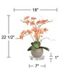 Studio 55D Potted Faux Artificial Flowers Realistic Orange Orchid in Gray Ceramic Pot with Riser for Home Decoration 22 1/2" High - 4 of 4