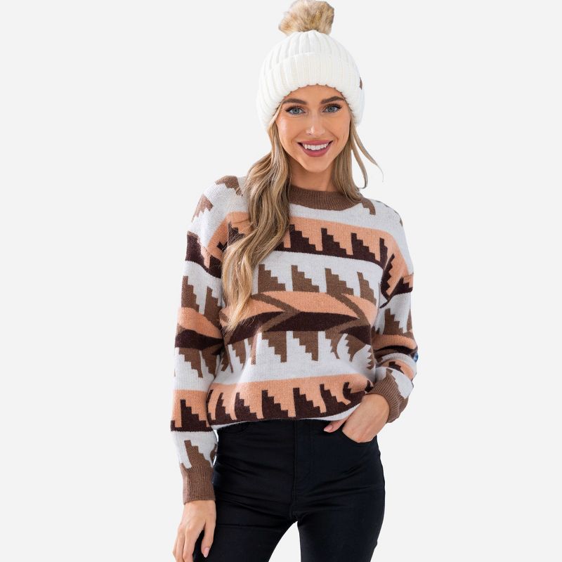 Women's Geo Print Knit Long Sleeve Sweater - Cupshe, 1 of 9