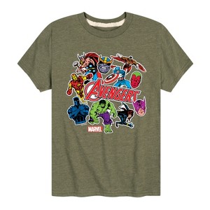 Boys' - Marvel - Avengers Stickers Style Short Sleeve Graphic T-Shirt - 1 of 4