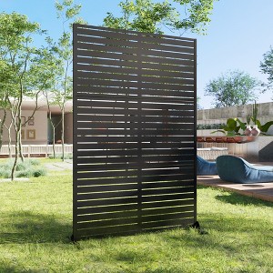 Wooakway 72"H 47"W 16"D Metal Outdoor Privacy Screen Freestanding Patio Decorative Screens - 1 of 4