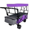 480Lbs Collapsible Wagon with Canopy, Wagon cart with 7" All-Terrain Wheels, Lightweight Foldable Wagon, Large Capacity for Camping, Shopping, Sports - 3 of 4