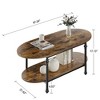 Oval Coffee Table Unique Tea Table 47.2" Cocktail Table Low Storage Coffee Table 2 Tier Vintage Center Table - 2 of 4