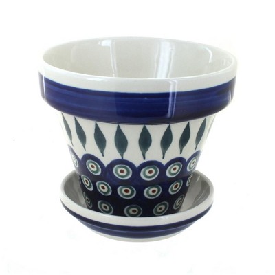 Blue Rose Polish Pottery 890-893 Zaklady Small Flower Pot