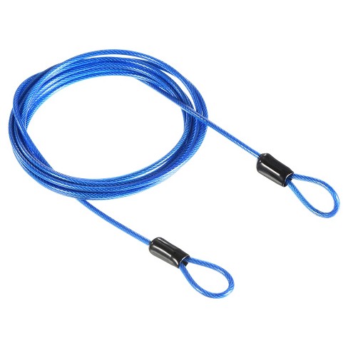 Unique Bargains Security Steel Cable Coated Luggage Lock Wire Rope Double  Loops 1 Pc Blue 2.5mmx2m