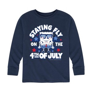 Boys' - SpongeBob SquarePants - Fly on the 4th of July Long Sleeve Graphic T-Shirt - 1 of 4