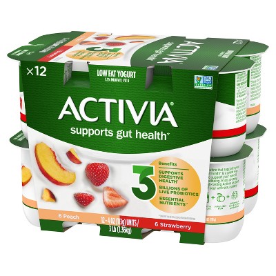 Activia Probiotic Peach &#38; Strawberry Yogurt Variety Pack - 12ct/4oz Cups_4