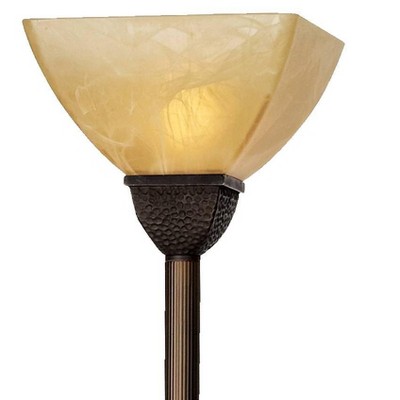 Roman Bronze 71.5" Torchiere Floor Lamp with Frosted Champagne Glass