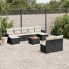 vidaXL 10 Piece Patio Sofa Set with Cushions Black and Cream Poly Rattan - 2 of 4