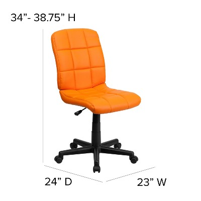 Mid-Back Armless Orange Vinyl Task Chair with Swivel