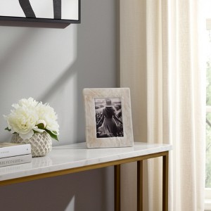 Sagebrook Home Modern Glam Marble & wood Picture Frame - Elegant Stone & Wood Design for Home & Office Decor - Freestanding or Wall Mount - 10" White - 1 of 4