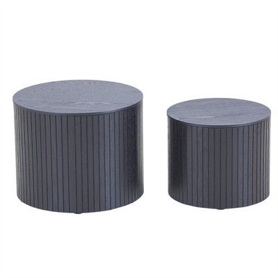 OUTSUPPLY 2-Piece Coffee Table Set, Round Space-Saving Tables for Living Room, Waterproof & Durable Modern Design