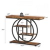 Gulches Industrial 4-Tier Console Table, Circle Metal Frame, Rustic Brown, 41.3", Sofa/Entryway Accent Table with Storage - 4 of 4