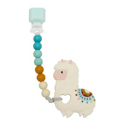 Loulou Lollipop Silicone Teether with Clip - Llama