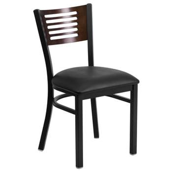 Flash Furniture Black Decorative Slat Back Metal Restaurant Chair