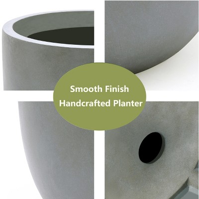 9.2" Gray Magnesium Oxide Round Tapered Planter