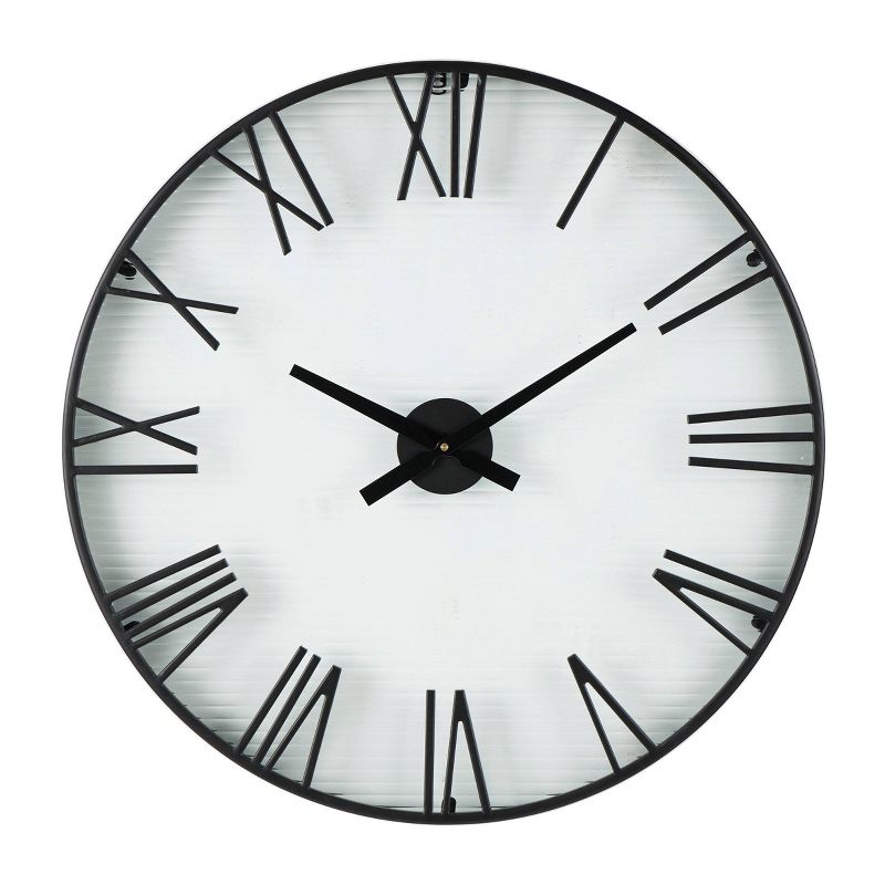 28&#34;x28&#34; Metal Wall Clock with Clear Glass Clock Face Black - Olivia &#38; May, 1 of 11