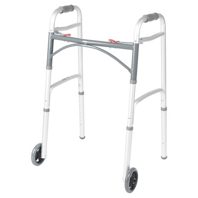 Drive Medical PreserveTech Deluxe Two Button Folding Walker with 5" Wheels