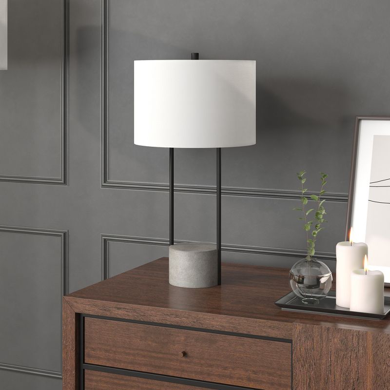 Hampton &#38; Thyme 27.75&#34; Tall Table Lamp with Fabric Shade Blackened Bronze/Concrete/White, 3 of 8