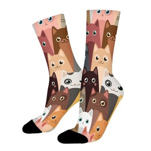 Colorful Funny Cats Kitten Animals Women Printed Crew Socks Funny Funky Socks Soft Polyester Novelty Gifts for Artists Men - 1 of 1