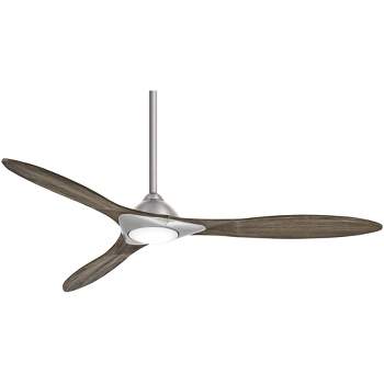 60" Minka Aire Modern 3 Blade Indoor Ceiling Fan with LED Light Remote Control Brushed Nickel for Living Room Kitchen Bedroom Home