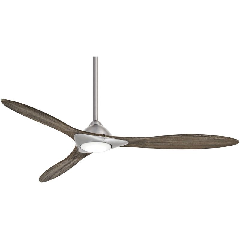 60" Minka Aire Modern 3 Blade Indoor Ceiling Fan with LED Light Remote Control Brushed Nickel for Living Room Kitchen Bedroom Home, 1 of 6
