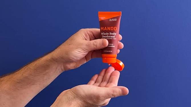 Mando Whole Body Deodorant - Men&#8217;s Aluminum-Free Invisible Cream Deodorant - Bourbon Leather - 2.2oz, 2 of 12, play video
