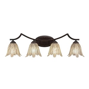 Toltec Lighting Zilo 4 - Light Vanity in  Dark Granite with 7" Vanilla Leaf Shade - 1 of 1