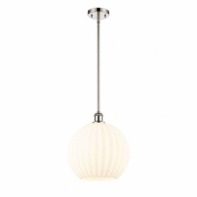 White Venetian - 1 Light Stem Hung Pendant In Modern Style-13.5 Inches Tall and 12 Inches Wide