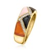 Ross-Simons Carved Multi-Gemstone Geometric Ring With 0.10 ct. t.w. White Zircons in 18kt Gold Over Sterling - 3 of 4